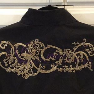 Versace Black Shirt w/ Metallic Embellishments